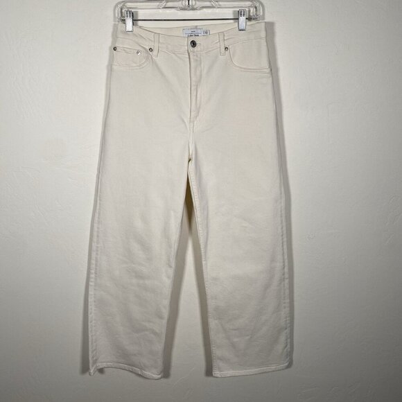 & Other Stories Treasure Cut Wide Leg Jeans Size 30 High Waist Ankle Crop Cream - Picture 16 of 16